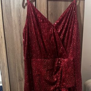 red sequence dress
